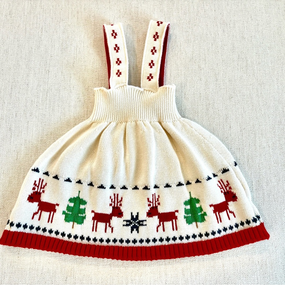 Hanna Andersson Cotton Knit Holiday Sweater Jumper Sz 6-12M